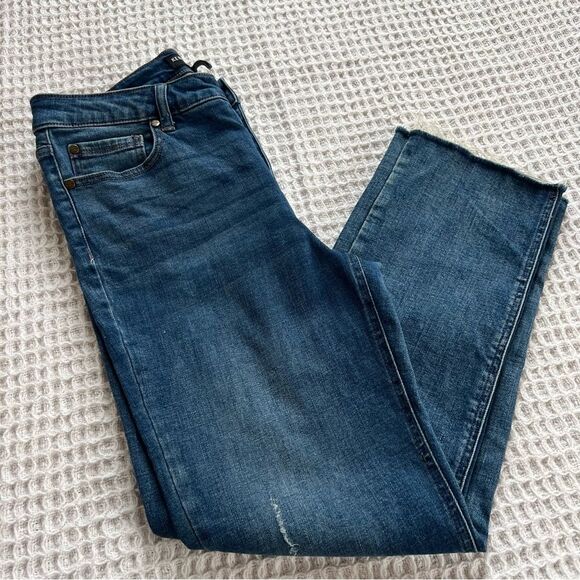 Kenneth Cole NY Ankle Exposed Button Fly Raw Hem Straight Leg Stretch Jeans SZ 6 - Picture 12 of 14